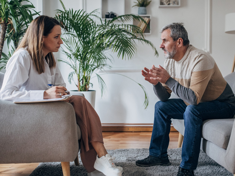 patient talking with therapist