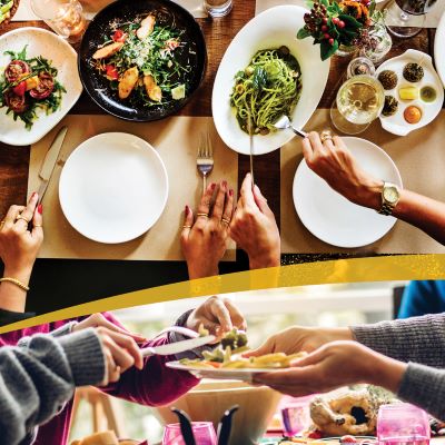Collage of dinner tables