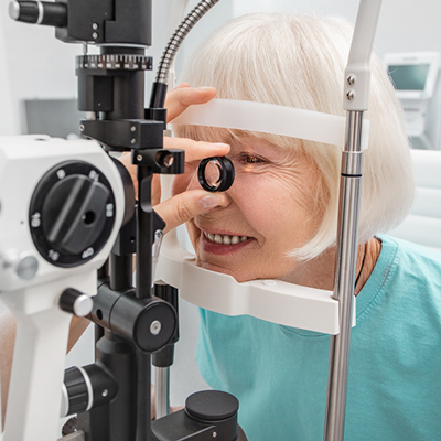 Woman getting an eye exam